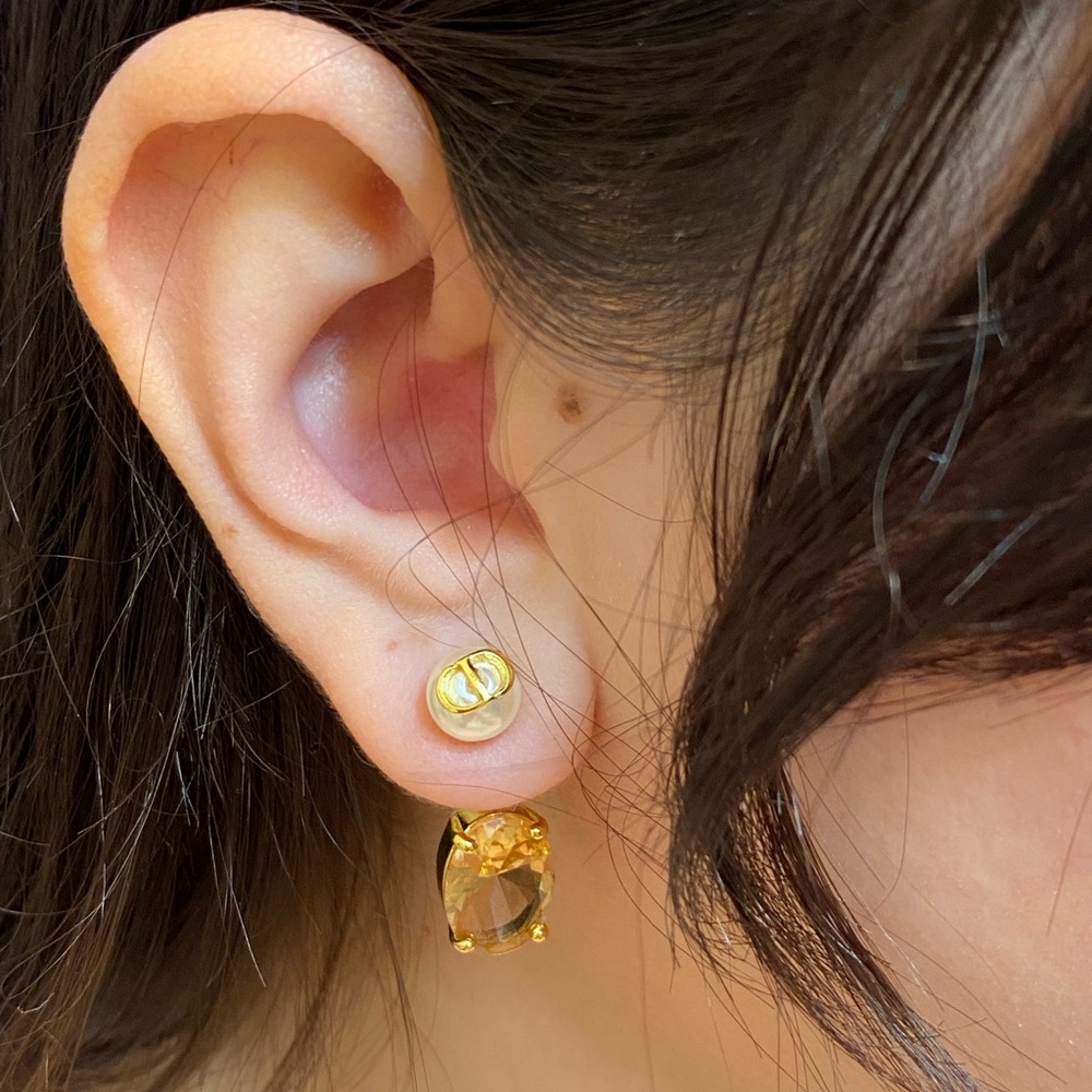 CD Tribal Elegant Gold-tone and Pearl Drop Earrings Set - Picture 4 of 13